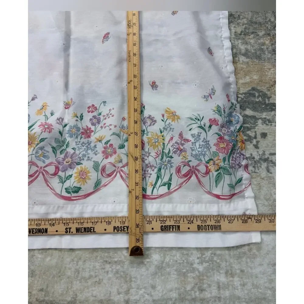 Vintage 4-Pc Cottagecore Cafe Curtains Valance Floral Butterflies USA